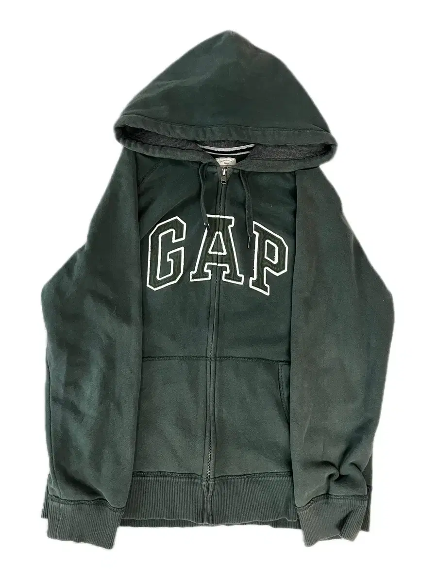 갭 카키 딥그린 후드집업 gap